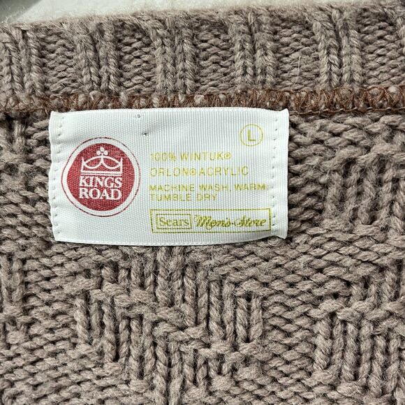 Kings Road Sears Sweater Vest Cardigan Mens‎ Large Brown Orlon Acrylic Academia - Picture 3 of 7